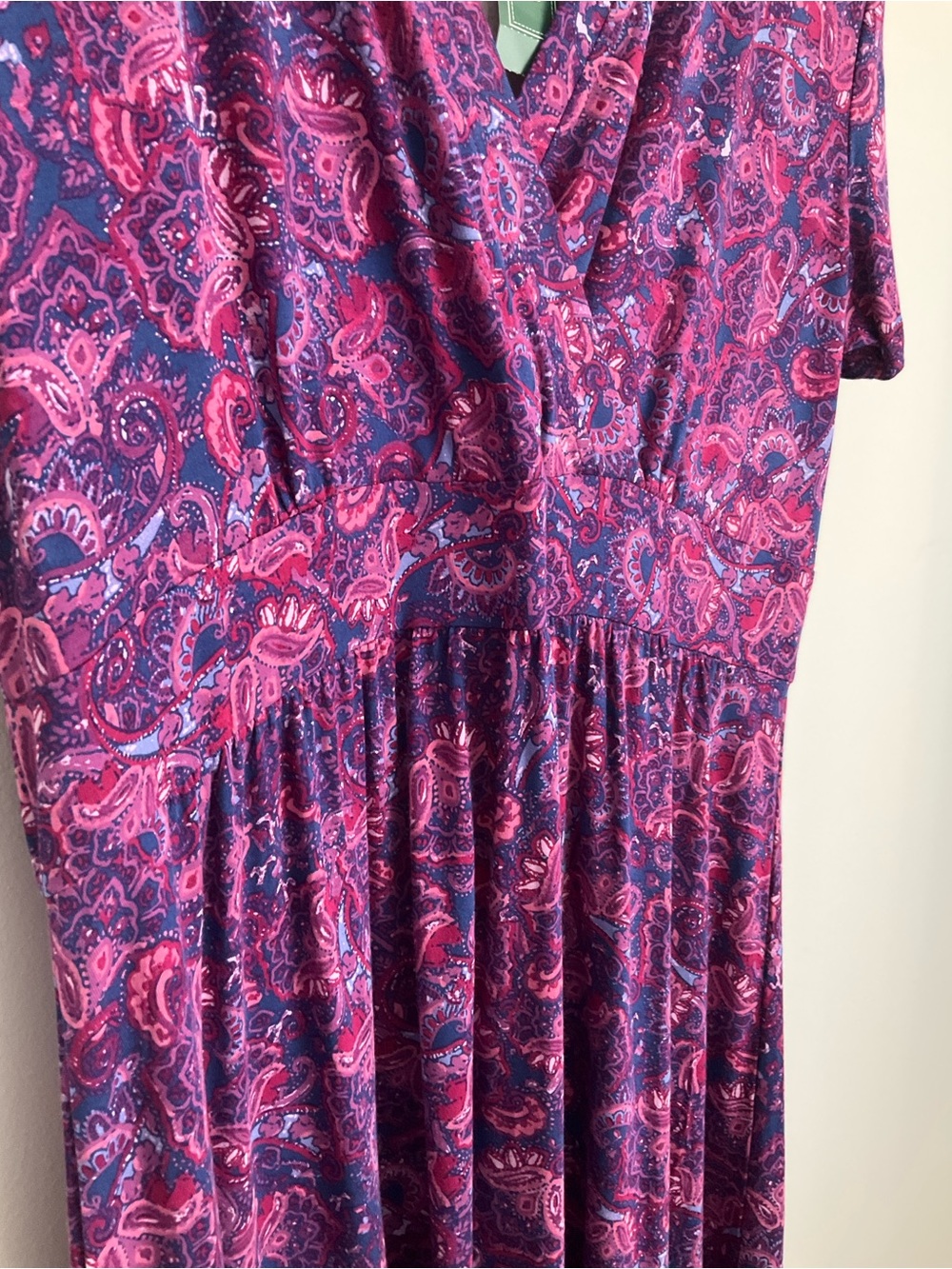 L.L. Bean Large Purple and Pink Paisley Midi Dress NWT - Picture 4 of 9